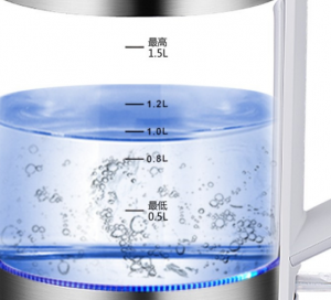 304 stainless steel High quality electric glass tea kettle with blue LED light